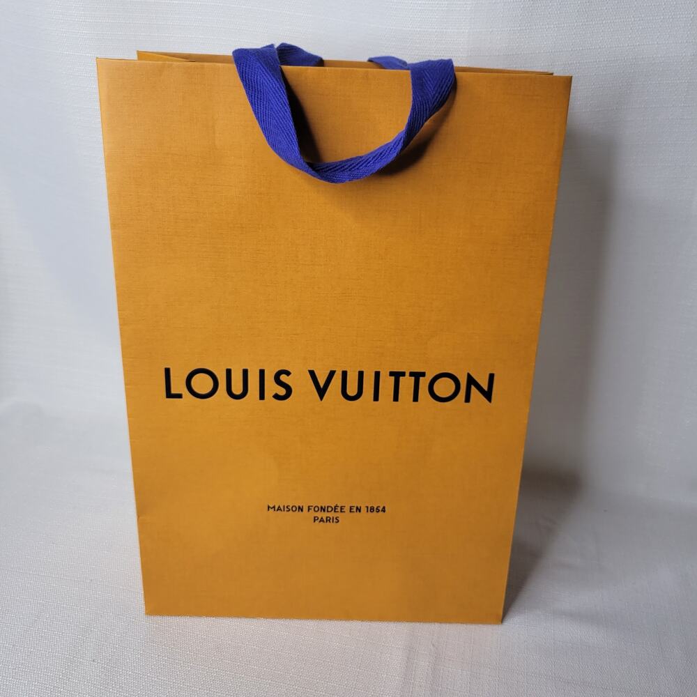 Louis Vuitton Authentic Shopping Bag Orange Blue Handles 14x10x4"